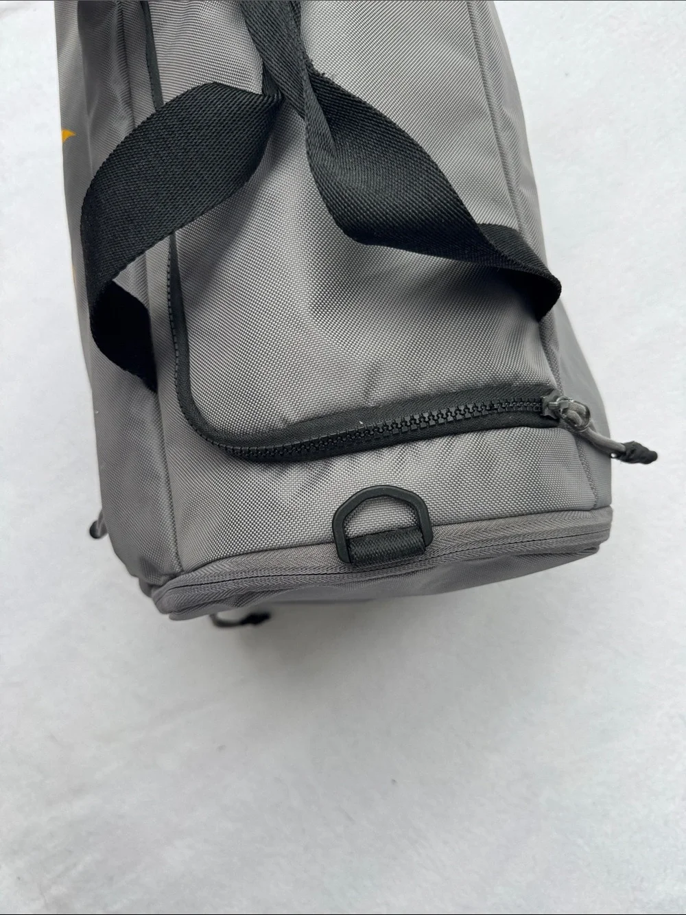 Nike Gray Duffel Bag with Yellow Swoosh - Men's Sports Gear w/ Shoe Compartment